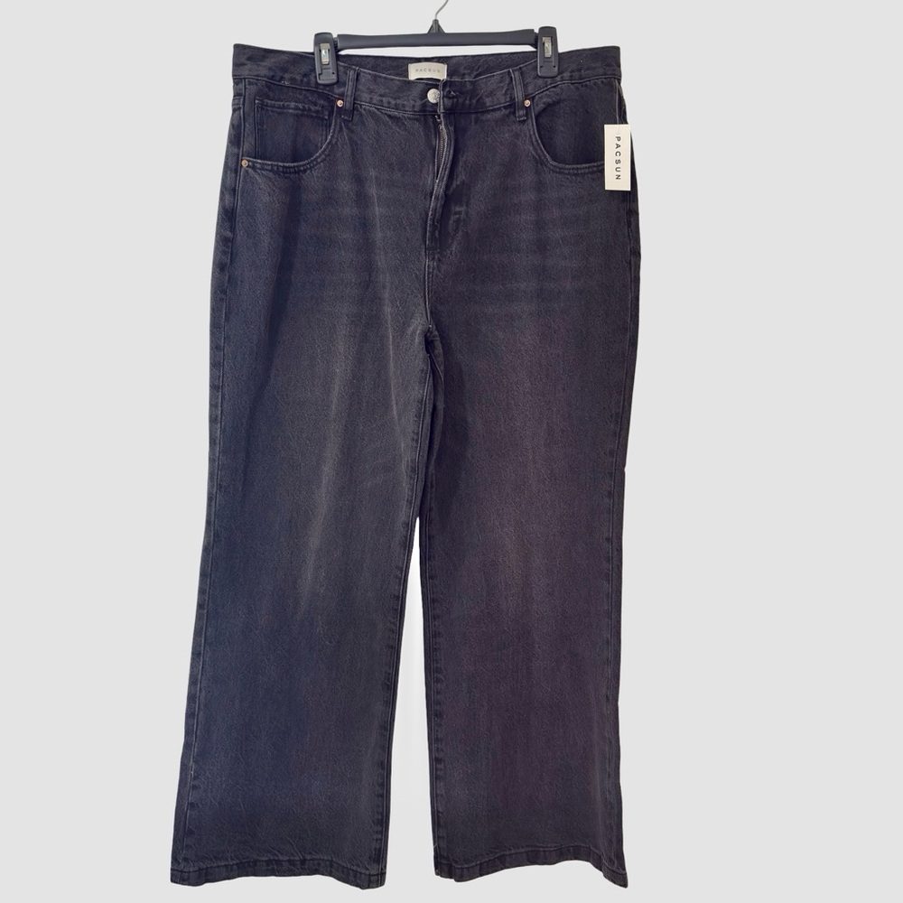 Pacsun Lena Black Low Baggy Flared Leg Denim Jeans US32 NWT